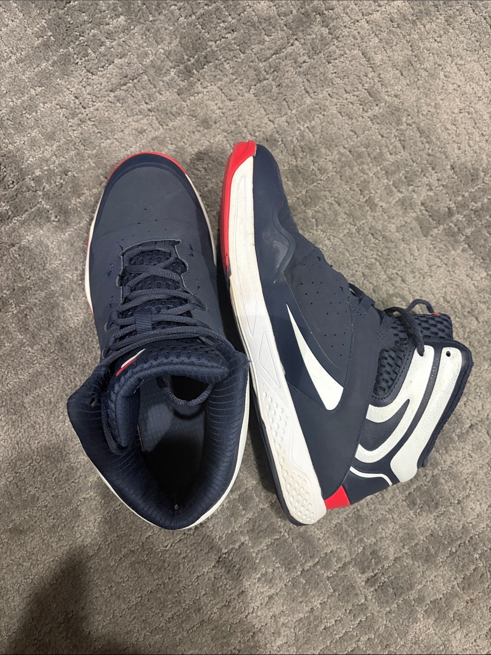Fila Navy High-Top Athletic Basketball Shoes with White and Red Accents